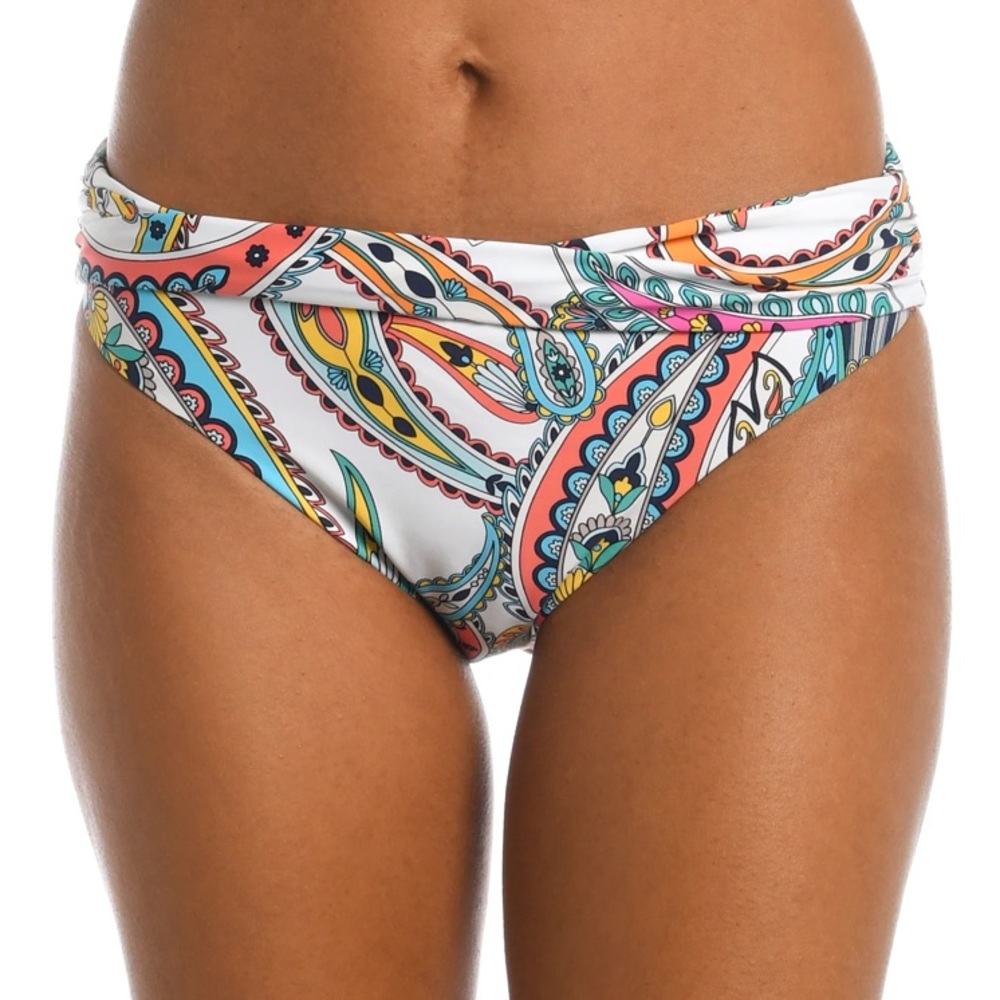 La Blanca Pave The Way Shirred Band Hipster Bikini Bottoms SZ 14 NWT